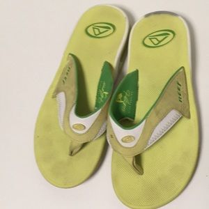 reef fanning flip flops green yellow